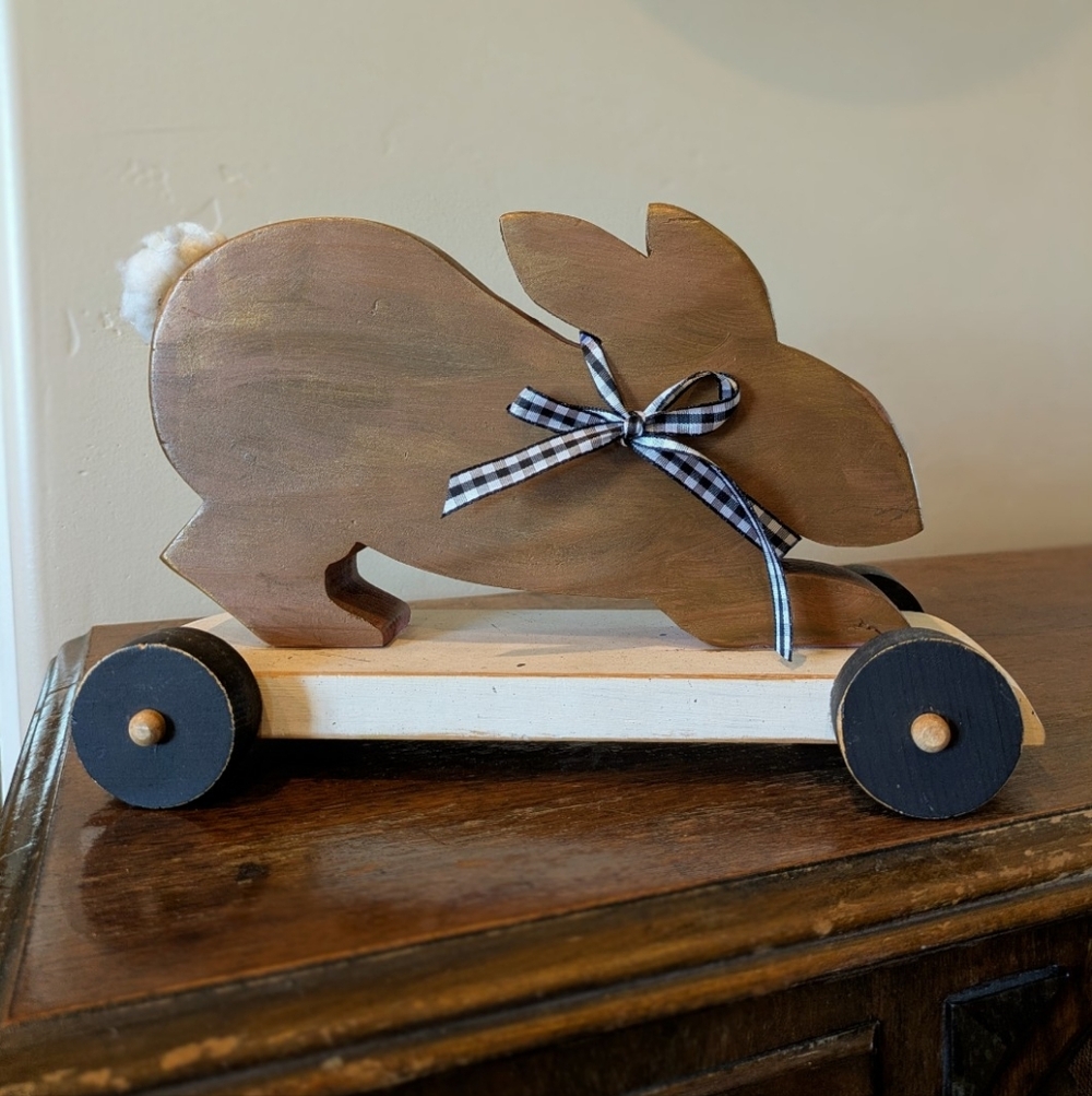 Primitive Wooden Bunny Decor - Picture 2 of 2
